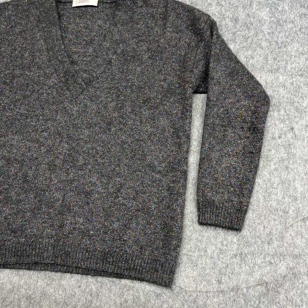 Jucca Sweater Womens Small Gray Mohair Blend V Neck Knit Pullover Made Italy‎ - Picture 7 of 16